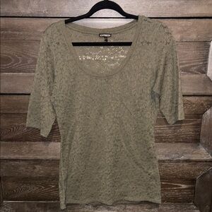 Express Green Fitted 3/4 Sleeve Blouse